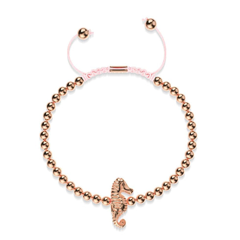 Riff | 18 Karat Roségold | Seepferdchen Makramee Charmballa Armband